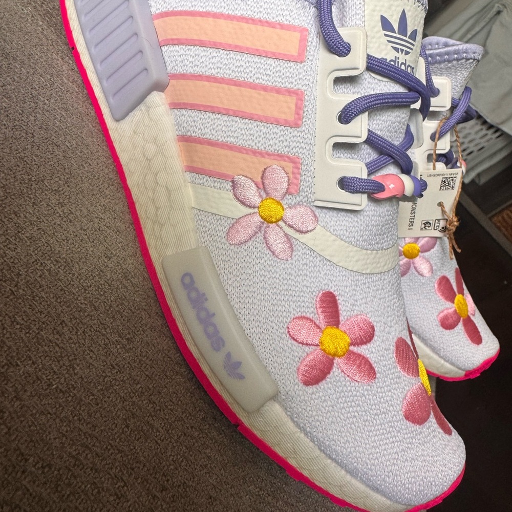 adidas Monster inc Pastel Floral Sneakers in Lavender, Pink, Yellow - Picture 3 of 7